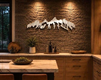 Grand Teton Wall Art | Large Metal Mountain Wall Decor | Wyoming Mountain Range Artwork | Modern Cabin & Ski Lodge Decor | Aluminum Art