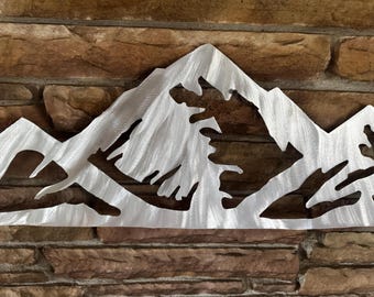 Mammoth Mountain Metal Wall Art | California Mountain Range Decor | Brushed Aluminum Landscape | Ski Resort Wall Art | Cabin Home Decor