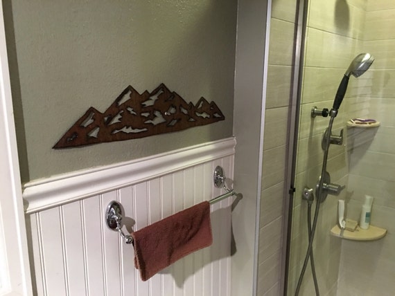 Rustic Mountain Range Artwork Metal Wall Art Cubicle Decor Home Office Bathroom Bedroom Doorway Kitchen Wilderness Nature Lover Gift Him Her