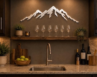 Big Sky Montana Metal Wall Art | Ski Cabin Decor | Montana Mountain Artwork | Brushed Aluminum Wall Hanging