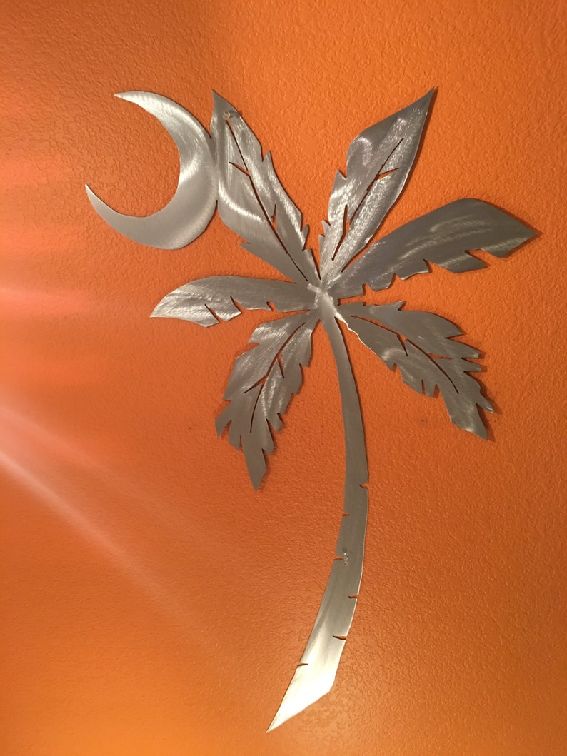 Palm Tree Half Crescent Moon Metal Wall Art Palmetto Tropical Etsy