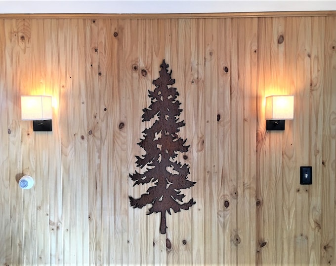 Evergreen Tree Hand Make Artwork - Rustic Steel Wall Art - Nature Lover Gift Idea