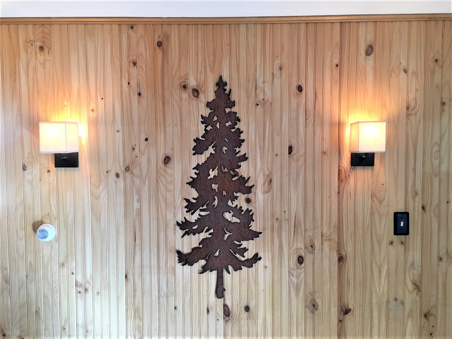 Steel Evergreen Tree Metal Wall Art Copper Rust Brown Color Etsy