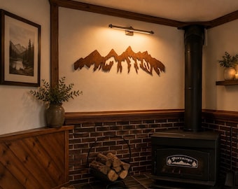 Rustic Wyoming Mountain Range | Grand Tetons National Park metal wall art | 4ft
