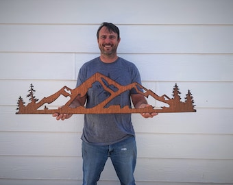 Beaver Creek Ski Resort Mountain Wall Art – Rustic Colorado Ski and Snowboard Cabin Decor – 4 Foot Patina Steel Artwork