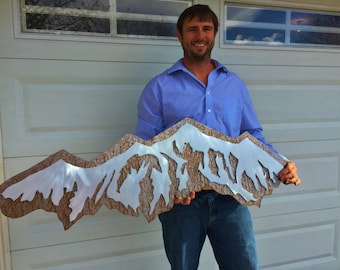 Handmade Mountain Decor – Breckenridge Mountain Range Double Layer Artwork – Rustic Wilderness and Colorado Skiing Wall Art