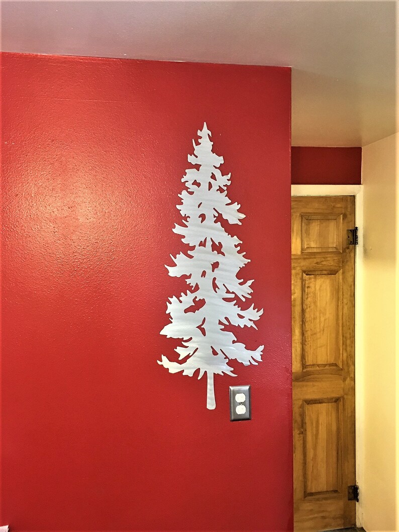 Metal Wall Art Evergreen Tree Mountains Forest Trees Foliage Etsy