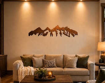 Grand Tetons Metal Wall Art | Wyoming Cabin Decor | Rustic Mountain Wall Art | 4ft