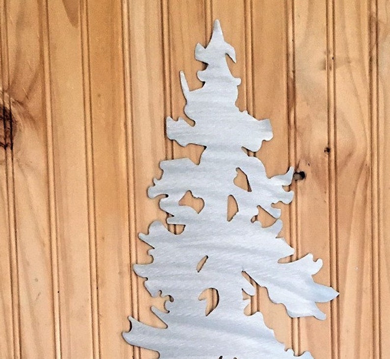 Metal Wall Art Evergreen Tree Mountains Forest Trees Foliage Etsy
