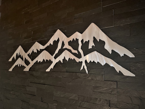 Colorado Front Range Mountains Metal Wall Art Decor Wilderness Rocky Peaks Silver Artwork Hiking Nature Lover Home Gift Idea Handmade 3 Ft.