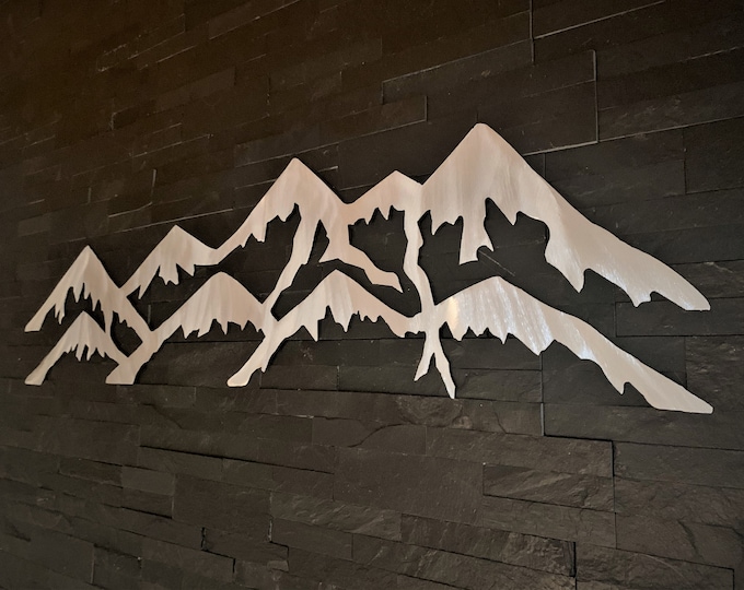 Colorado Front Range Mountains Metal Wall Art Decor Wilderness Rocky Peaks Silver Artwork Hiking Nature Lover Home Gift Idea Handmade 3 Ft.