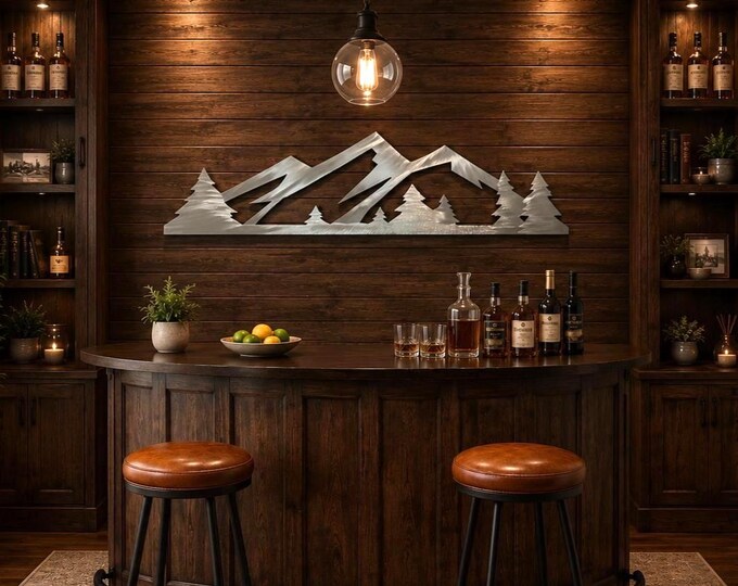 4FT Colorado Mountain Wall Art, Large Aluminum Mountain Decor, Mountain Lodge Decor, Ski House Wall Art, Cabin Decor