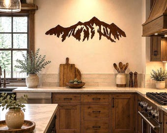 Breckenridge Mountain Wall Art | Ski Lodge Decor | Colorado Mountain Decor | Rustic Steel Mountain Range | Cabin Wall Art | 4ft