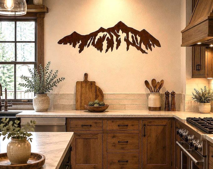 Breckenridge Mountain Wall Art | Ski Lodge Decor | Colorado Mountain Decor | Rustic Steel Mountain Range | Cabin Wall Art | 4ft