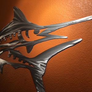 Marlin Fish Metal Wall Art Tropical Ocean Marine Beach Water Vacation Home Bathroom Bedroom Hallway Kitchen Man Cave Garage Door Patio Decor