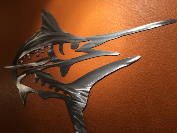Marlin Fish Metal Wall Art Tropical Ocean Marine Beach Water Vacation Home Bathroom Bedroom Hallway Kitchen Man Cave Garage Door Patio Decor