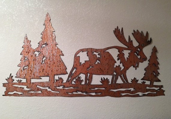 Moose artwork in rustic steel. Nature lover gift