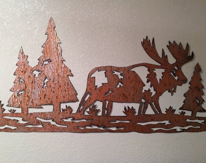 Moose artwork in rustic steel. Nature lover gift