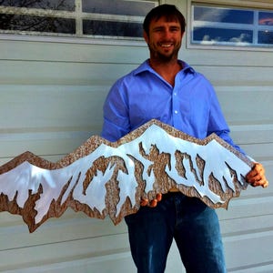 Handmade Mountain Decor – Breckenridge Mountain Range Double Layer Artwork – Rustic Wilderness and Colorado Skiing Wall Art