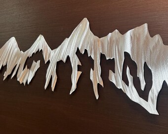Grand Teton National Park Metal Wall Art – 3 Ft Wyoming Mountain Range – Jackson Hole Cabin and Lodge Decor