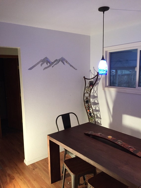 Wall decal mountains. Made from silver aluminum. Mountain Silhouette
