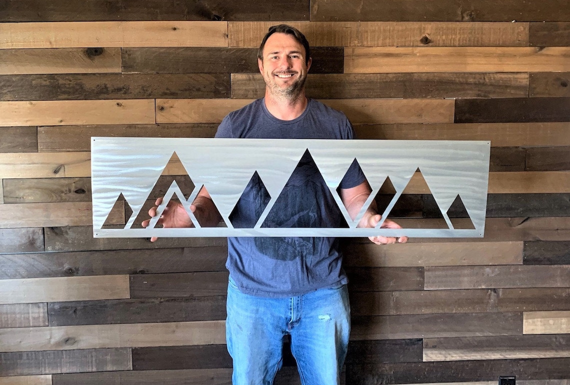 4ft Modern Metal Artwork. Colorado Mountains. Modern Decor. Etsy