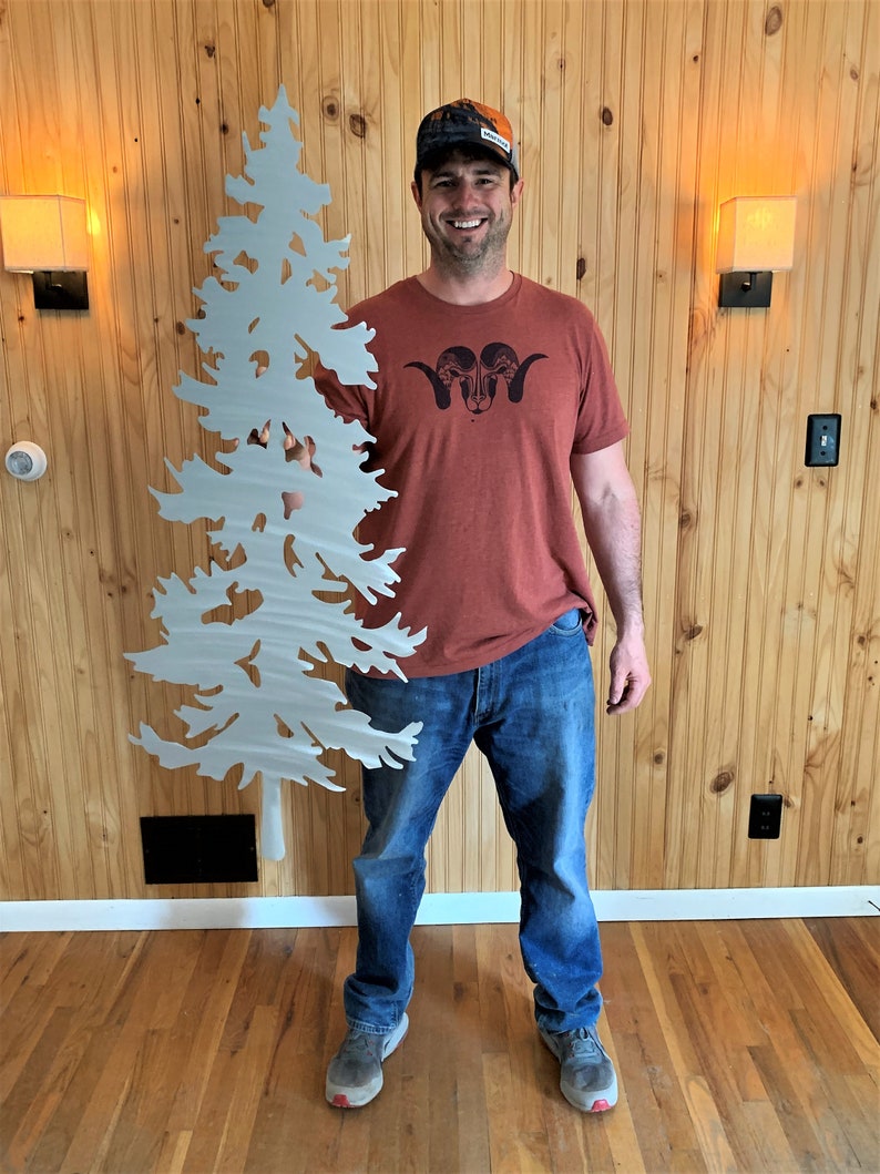 Metal Wall Art Evergreen Tree Mountains Forest Trees Foliage Etsy