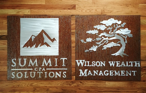 Custom, layered Metal Company logo and business Sign, 30"x30".