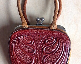 Vintage Tooled Leather Doll Purse