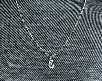 Stainless Steel Initial A-Z Charm Necklace - Petite Rolo Chain, 2 Inch Extender Chain with Heart, Script Letter Charm - Bridesmaid Gift