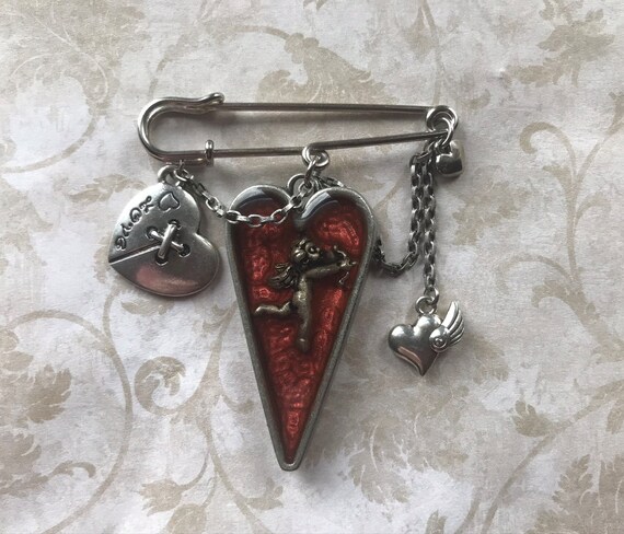 Sewn Heart Angel Valentine Kilt Safety Pin Brooch Jewelry | Etsy