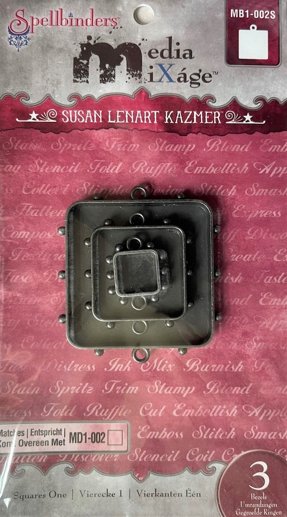 Spellbinders Media Mixage Squares Two – Bronzefarbene Blenden-Set Für Schmuck, Basteln & Deko, 3 Größen