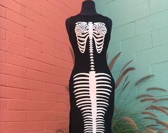 Black Mermaid Skeleton Long Maxi Dress 