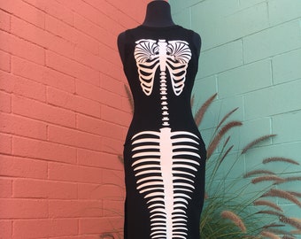 Black Mermaid Skeleton Long Maxi Dress 