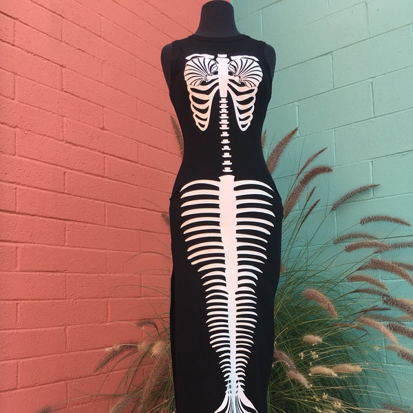 Black Mermaid Skeleton Long Maxi Dress