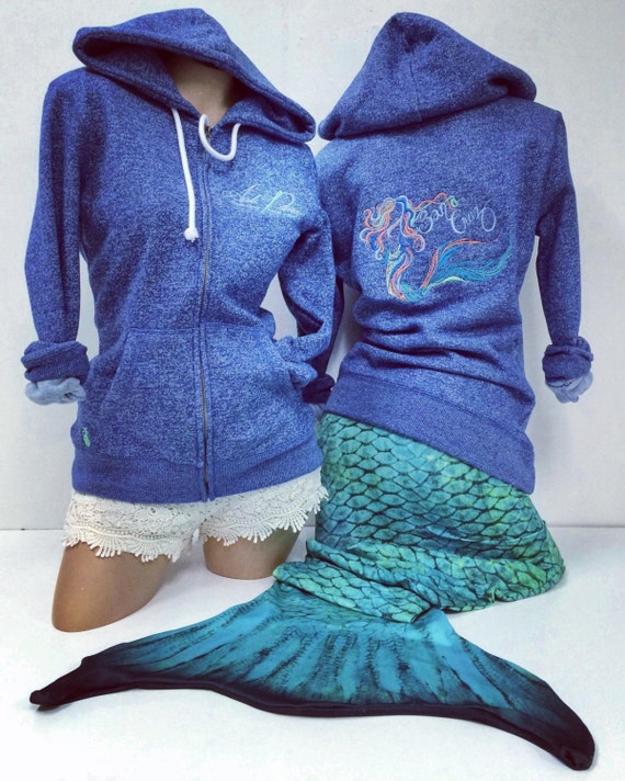 Mermaid storm Blue Zip up Hoodie Made in Santa Cruz CA Etsy