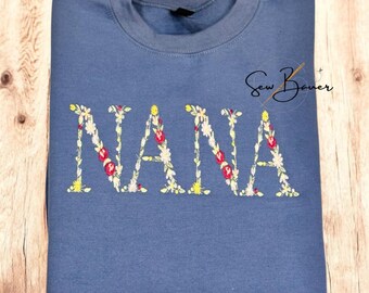 Nana Floral Embroidered Sweatshirt | Grandma Gift | Personalized Nana Crewneck | Wildflower Embroidery | Gift for Nana