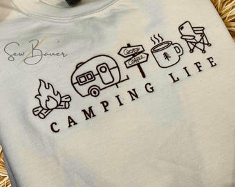 Camping Life Embroidered Sweatshirt Crewneck
