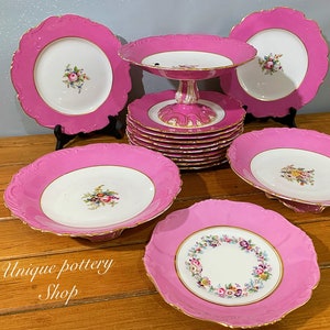 A super English 19th century porcelain dessert set