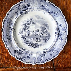 A rare ,19th c Staffordshire, transfer ware cabinet plate