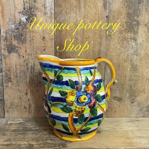 A large and colourful Italian majolica jug