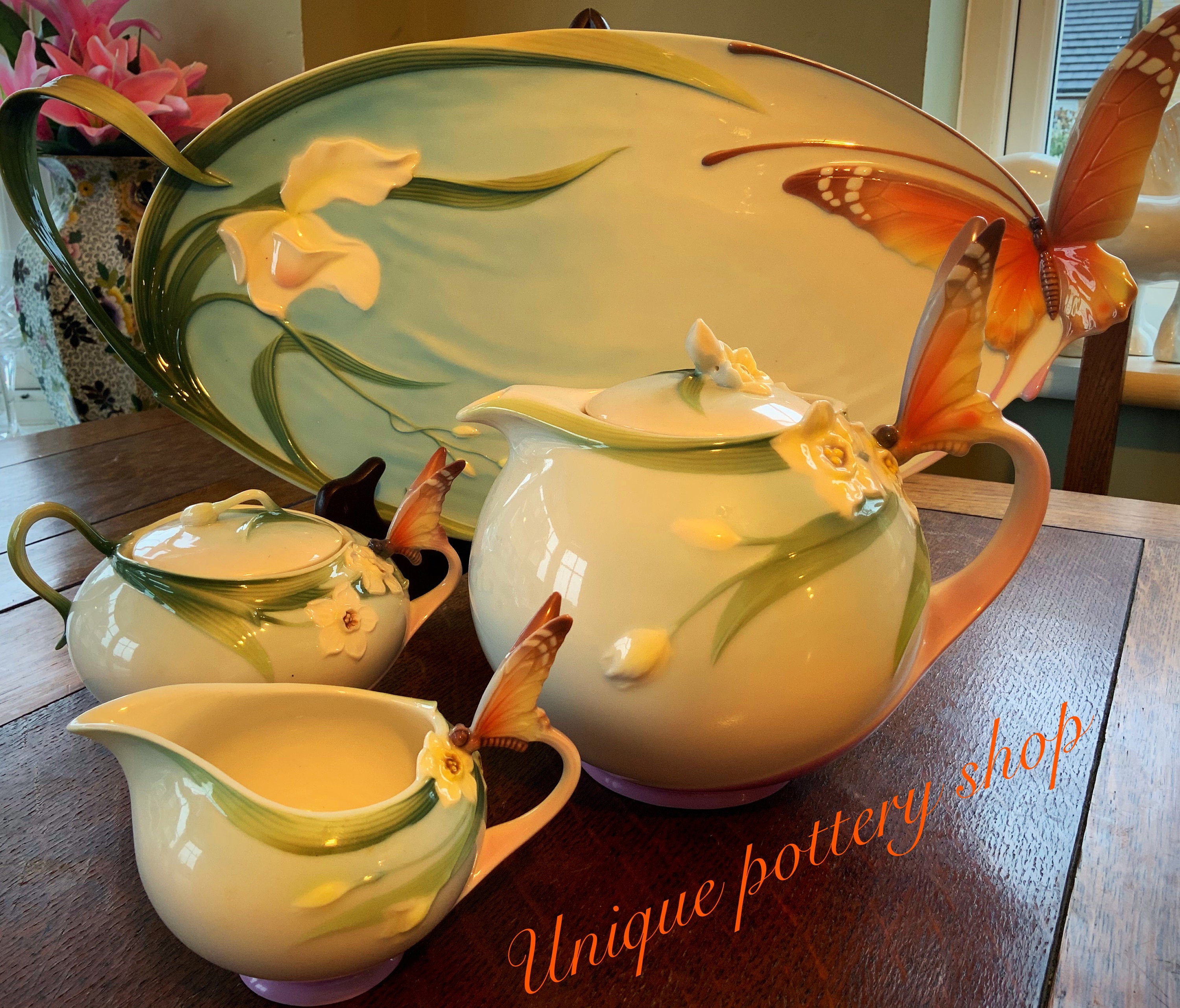A Stunning Franz Tea Set With Tray Etsy