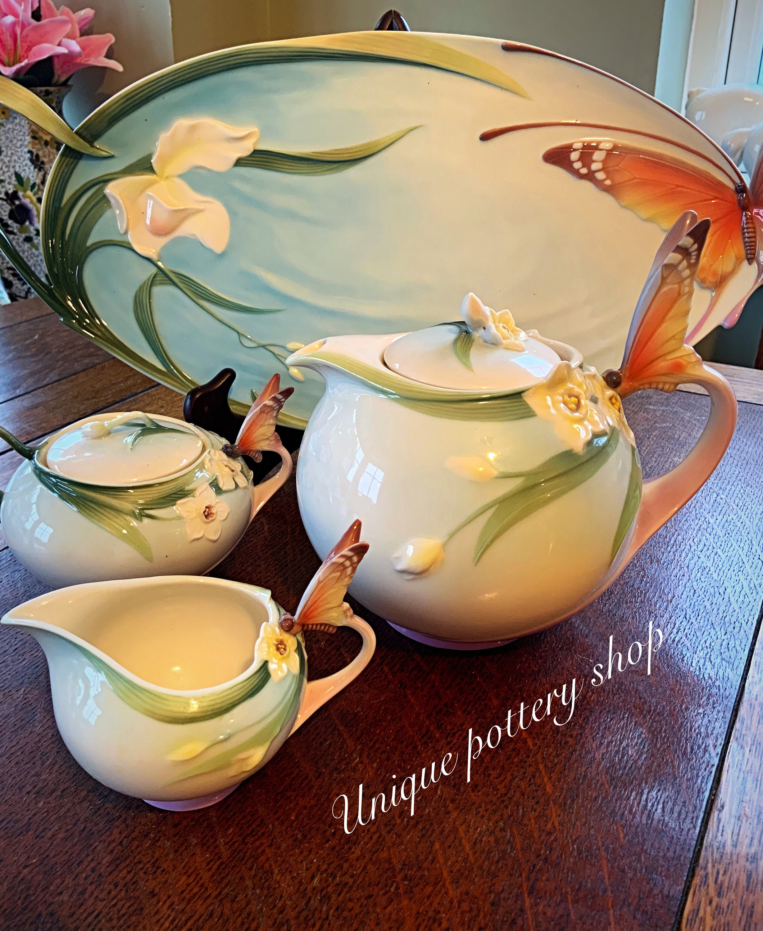 A Stunning Franz Tea Set With Tray Etsy
