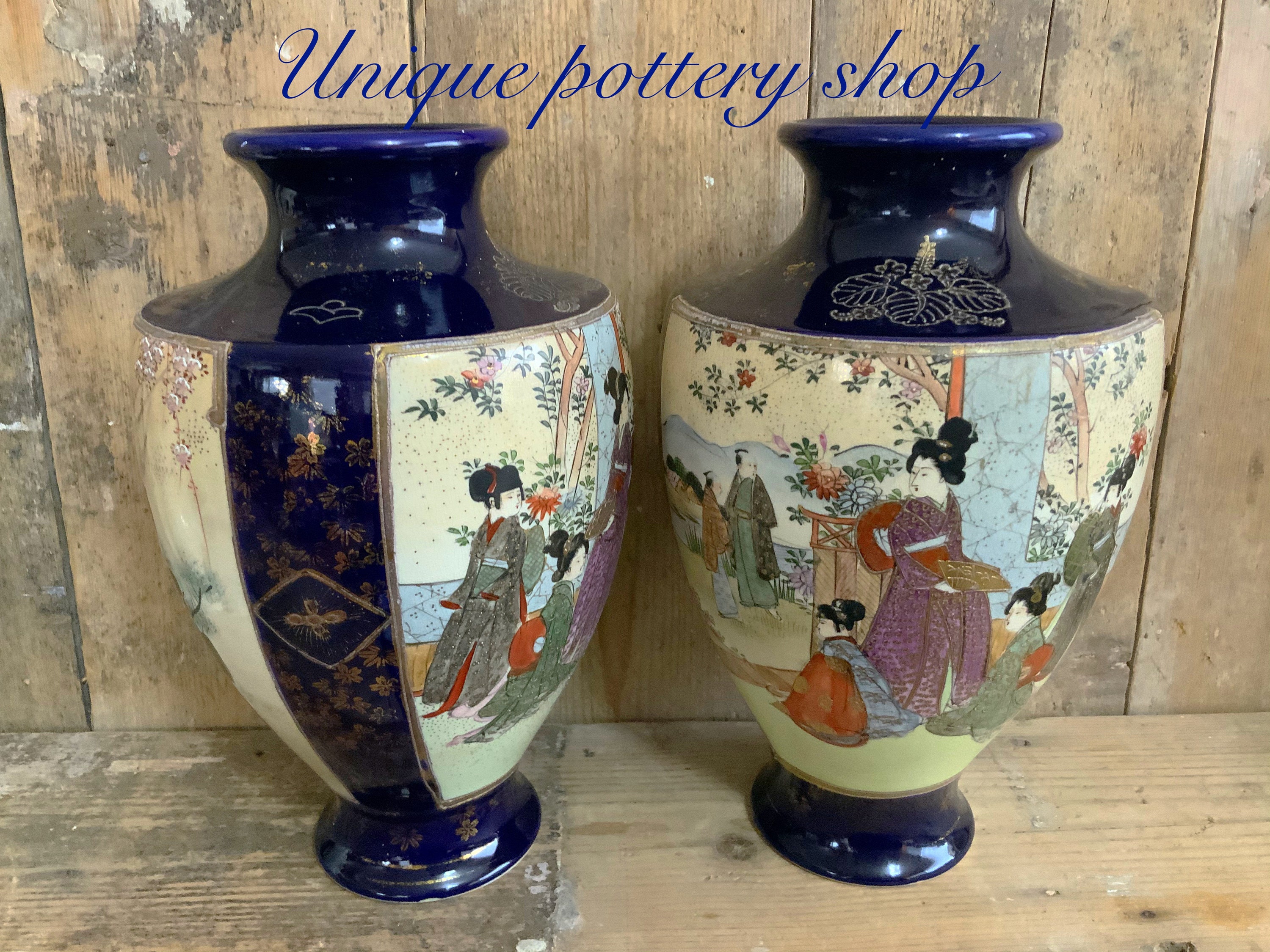 A Gorgeous 20th C Large Pair of Japanese Vases - Etsy