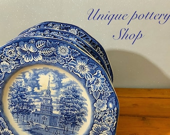 English Vintage 9.8” Dinner plate set  “Liberty blue”