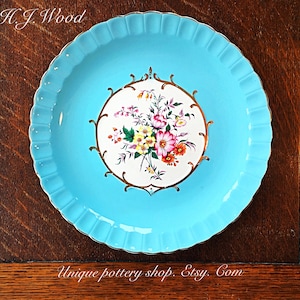 A stunning, English vintage, hand painted, cabinet plate