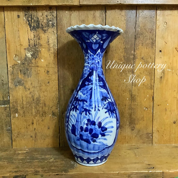 A Large, Japanese, 20th Century, Cobalt Blue, Porcelain Vase. - Etsy