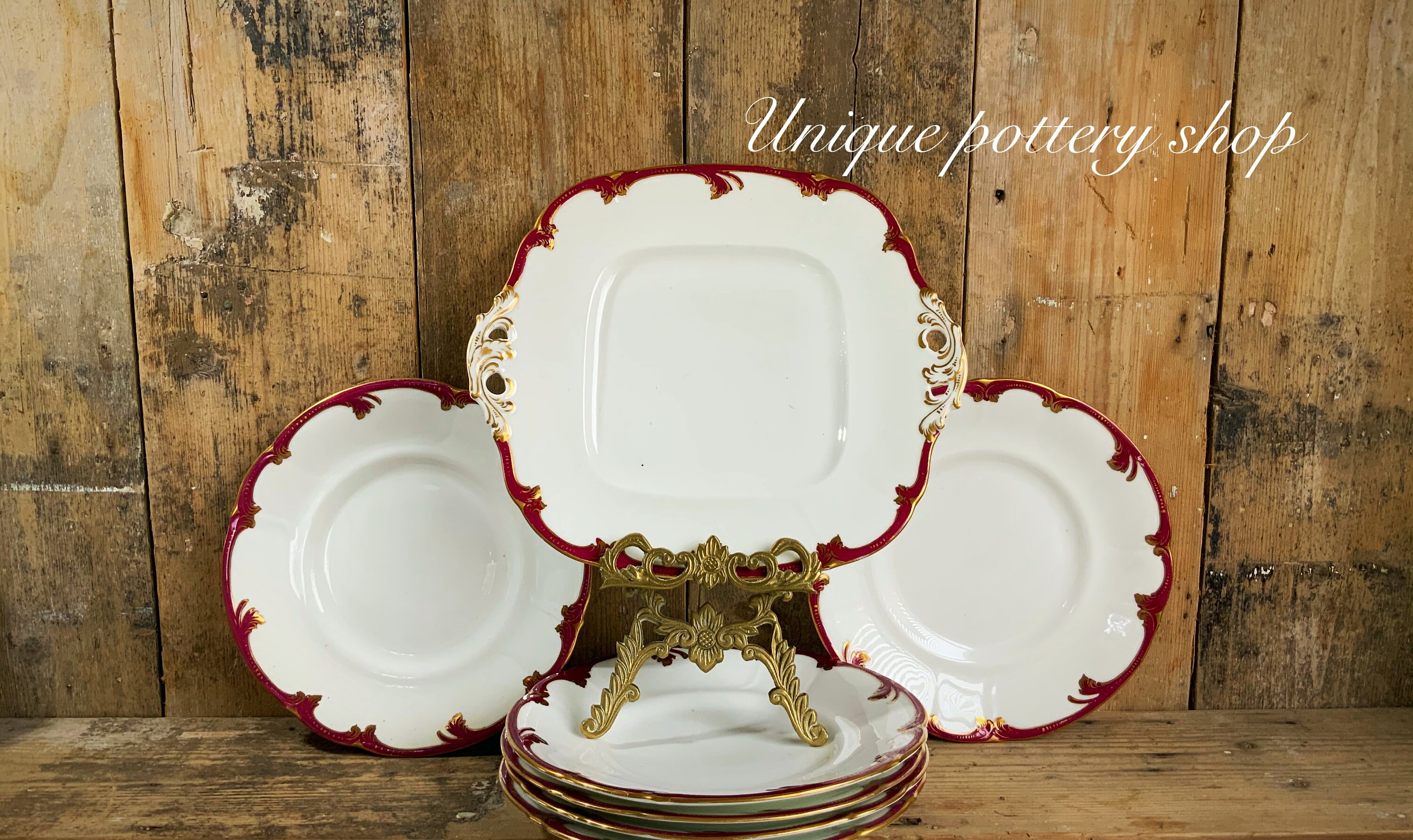 An Outstanding 19th C Dessert Plate Set Etsy Australia
