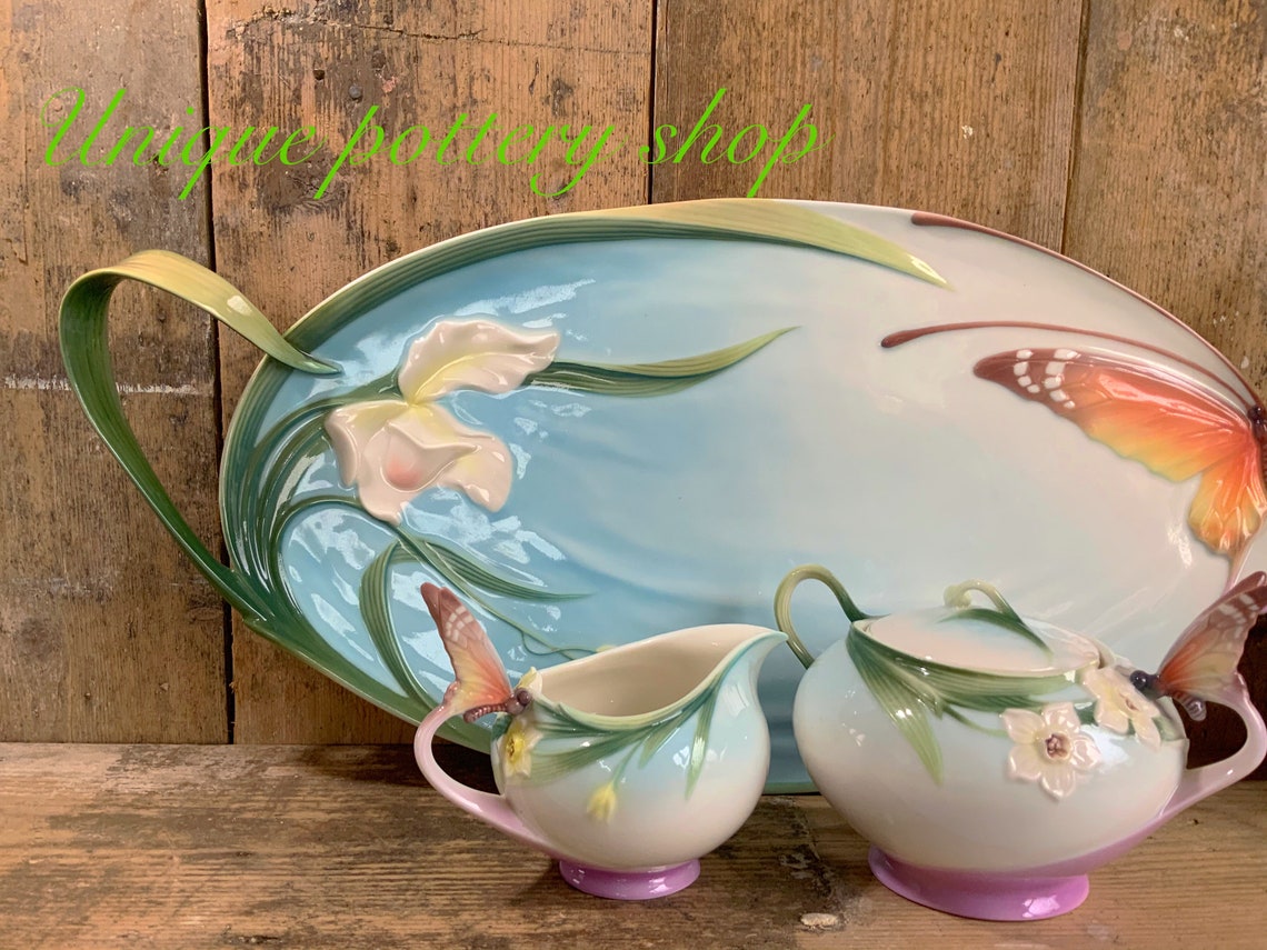 A Stunning Franz Tea Set With Tray Etsy