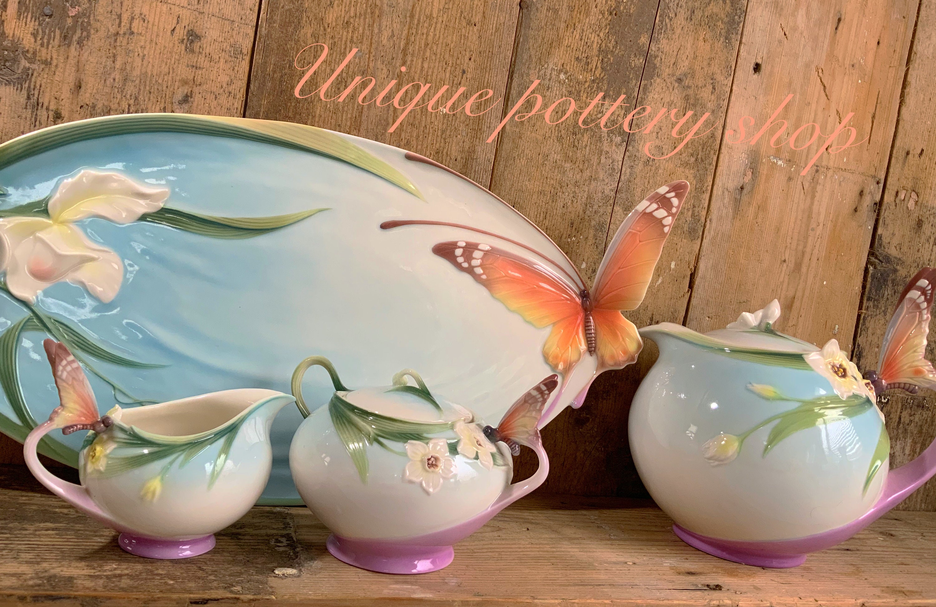 A Stunning Franz Tea Set With Tray Etsy